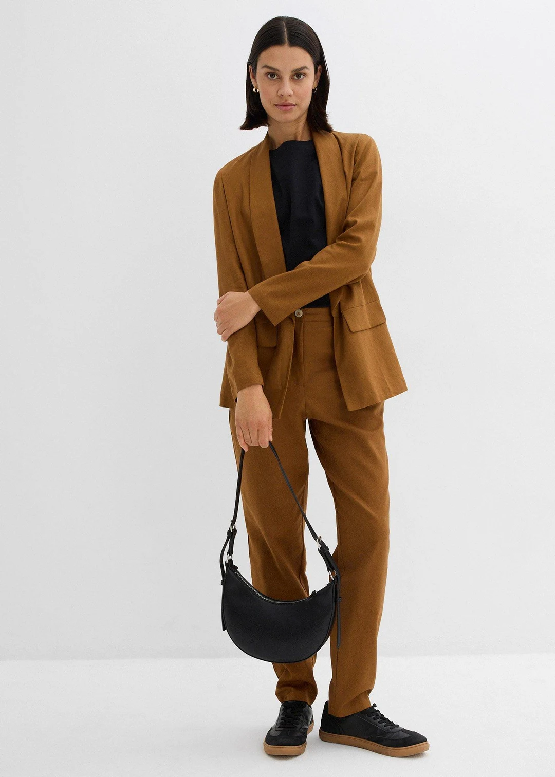 Pantalon taille haute en lin et viscose - 2