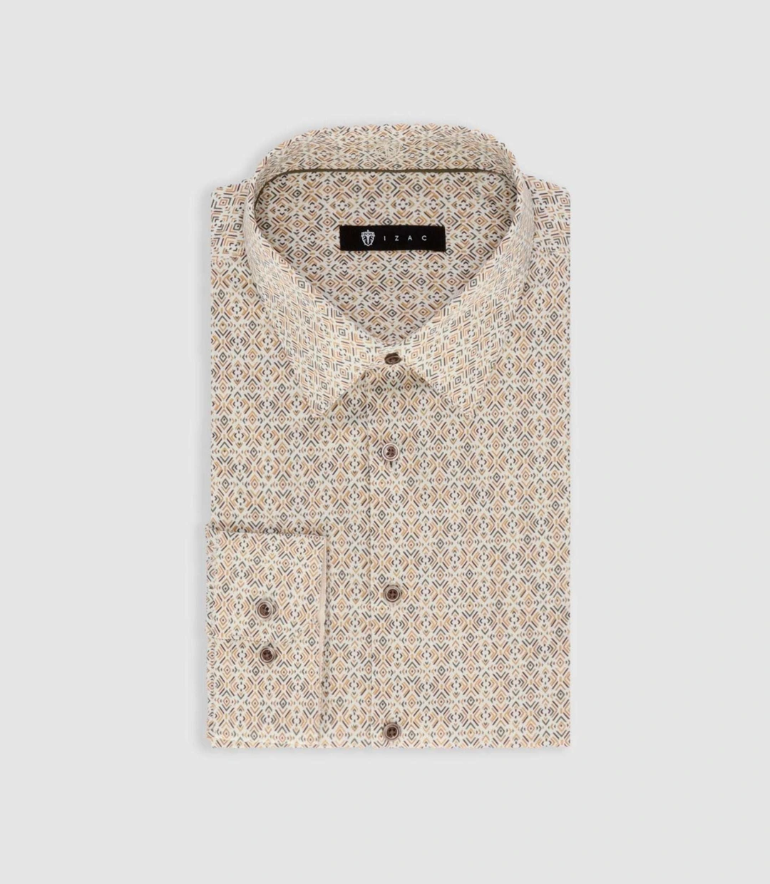 IZAC - Chemise à imprimé géométrique beige PACCO