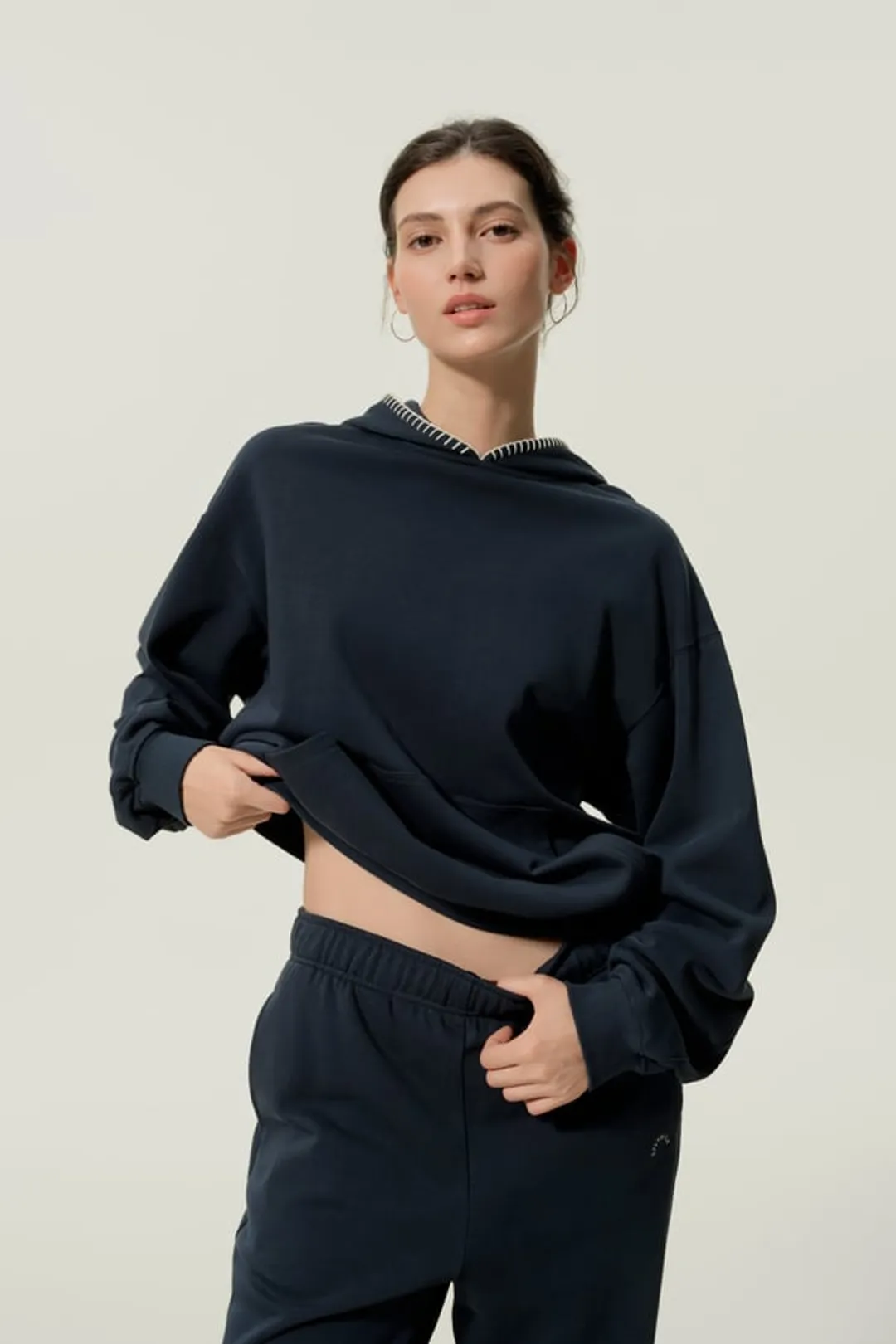 LILYSILK Sweat Seamflow Douceur Gris Chiné XS - SILKERRY Doux Respirant Oversize Capuche Femme