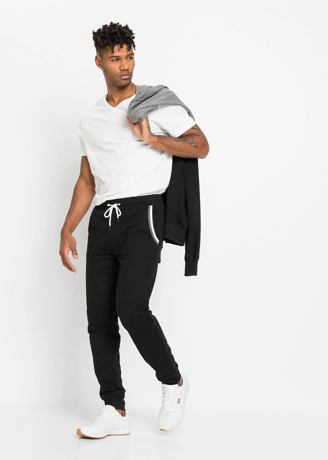 Pantalon de jogging à détails contrastants, 100% coton