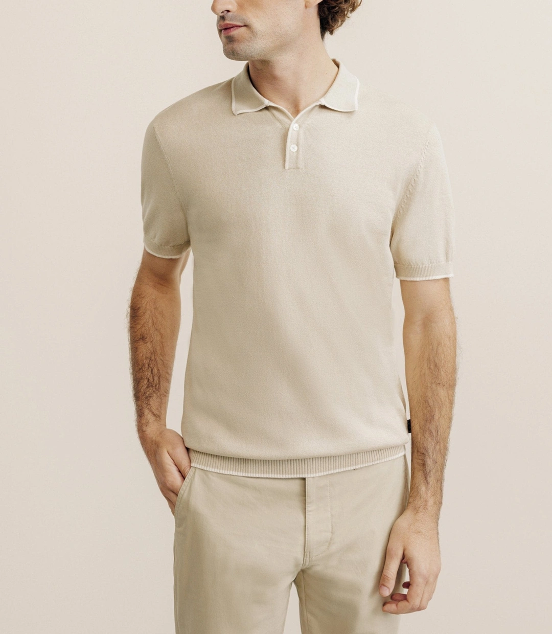 IZAC - Polo col ouvert beige