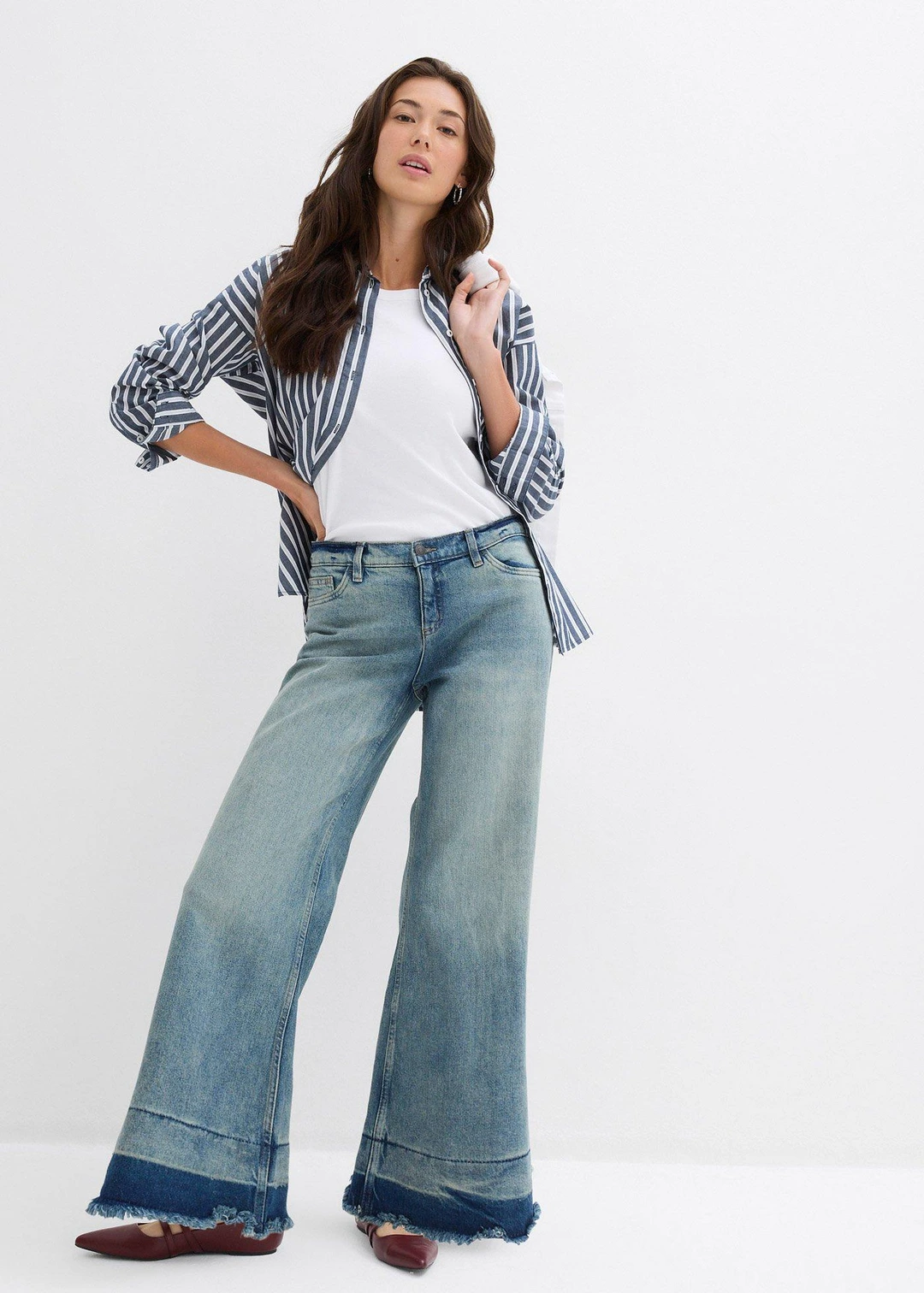 Jean large taille mi-haute