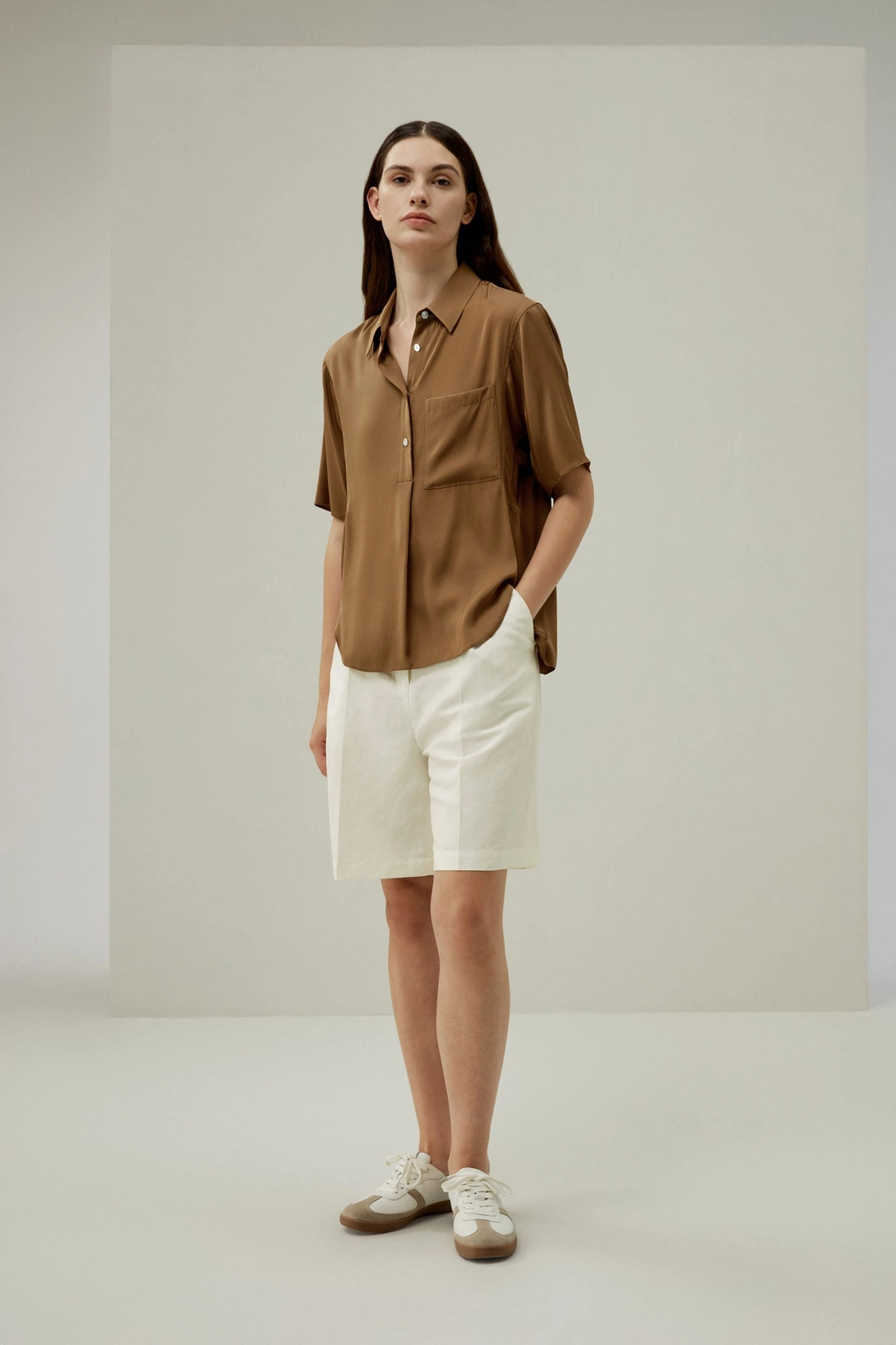 LILYSILK Chemisiers En Soie Poche Latérale Discrète 100 % Soie Double Joe Sophistiqué Et Élégant Style D'Affaires Bleu Minuit L