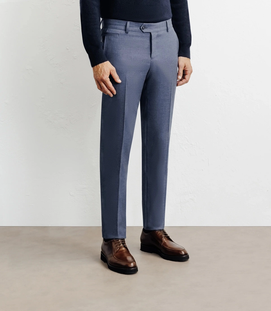 IZAC - Pantalon ville en flanelle bleu