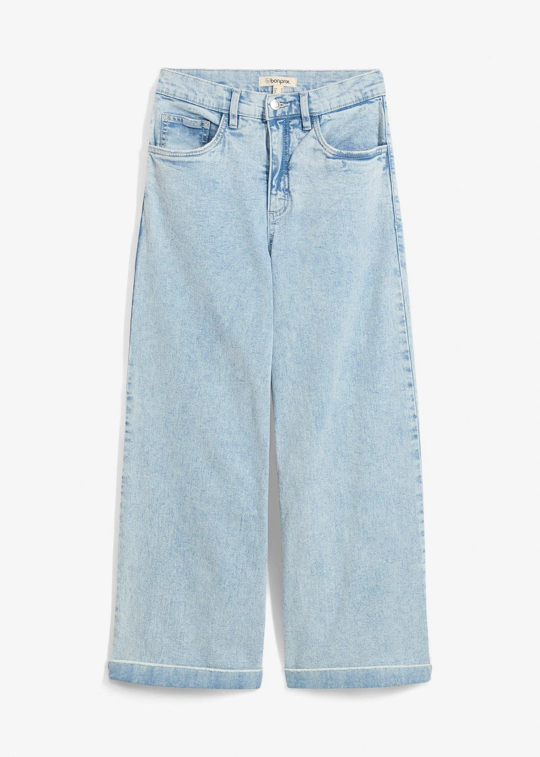 Jean large, taille haute, raccourci