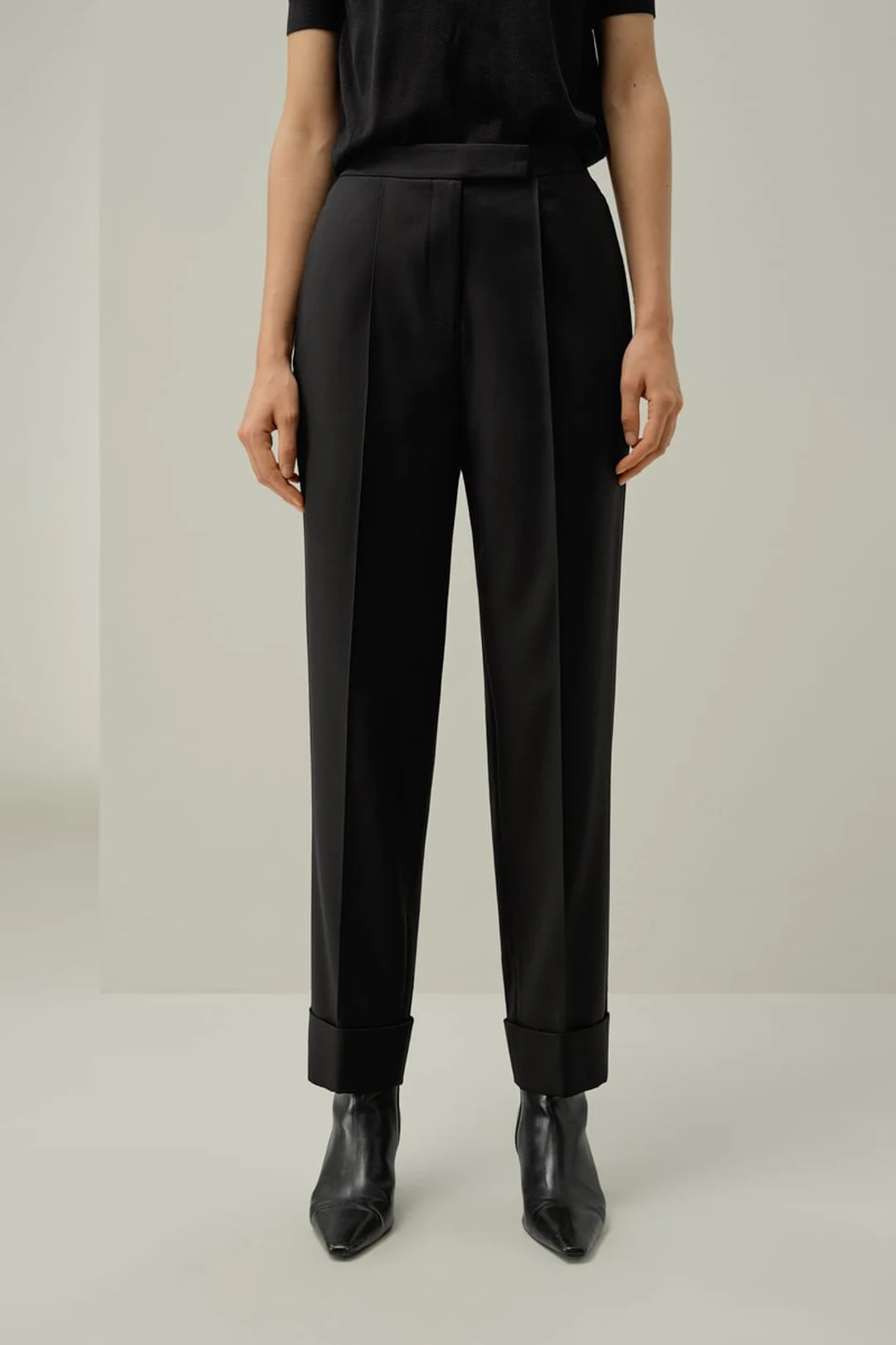 LILYSILK Femme Pantalon Tailleur en Soie et Laine Élégant avec Plis Devant Noir 36