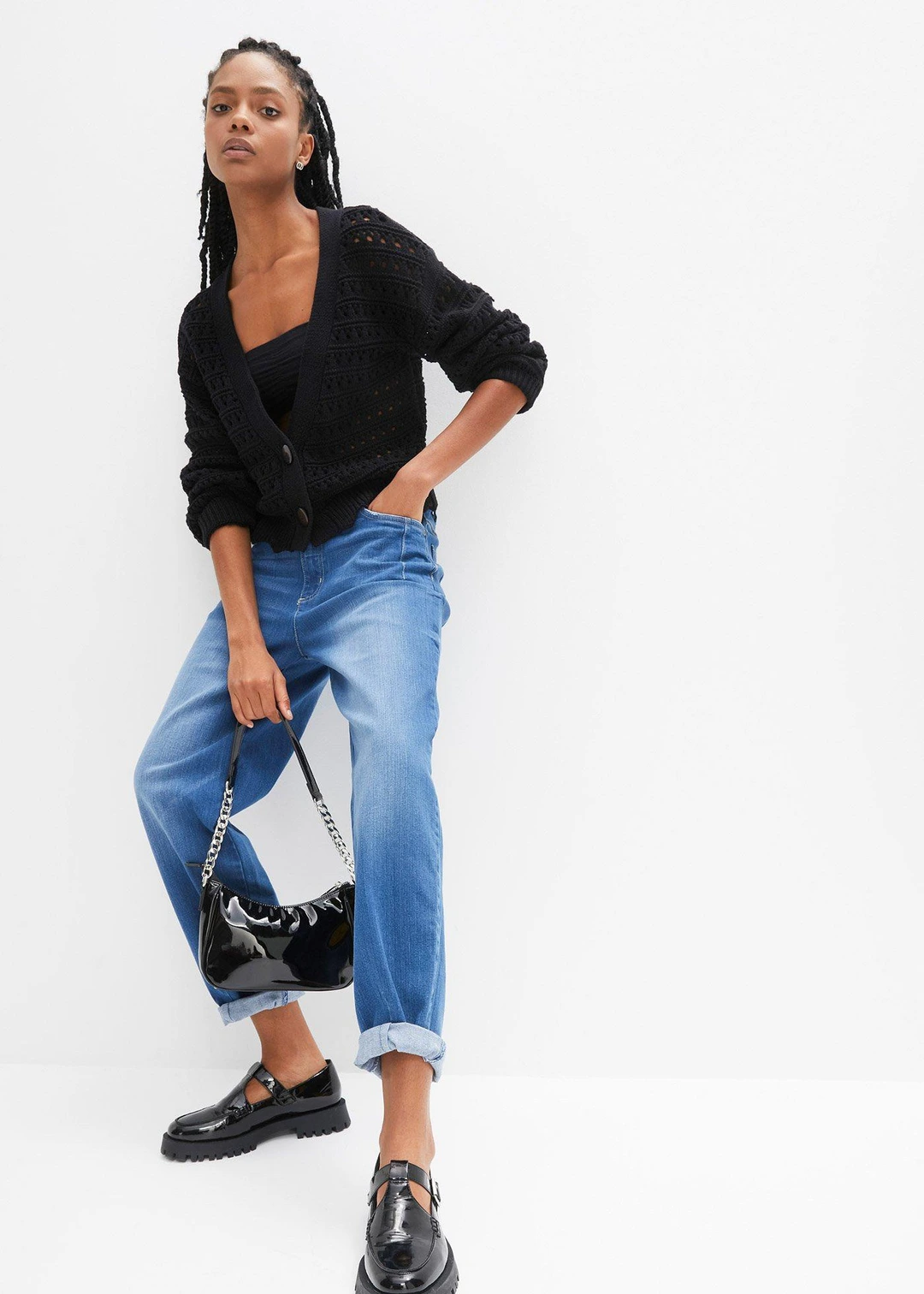 Jean barrel taille haute en coton - 2
