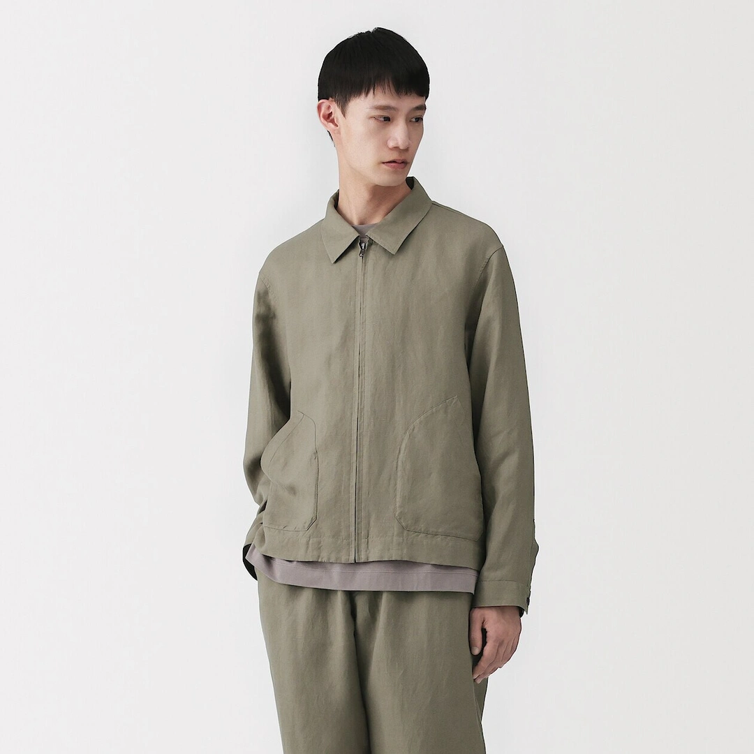 Surchemise zippée en lin et lyocell pour homme