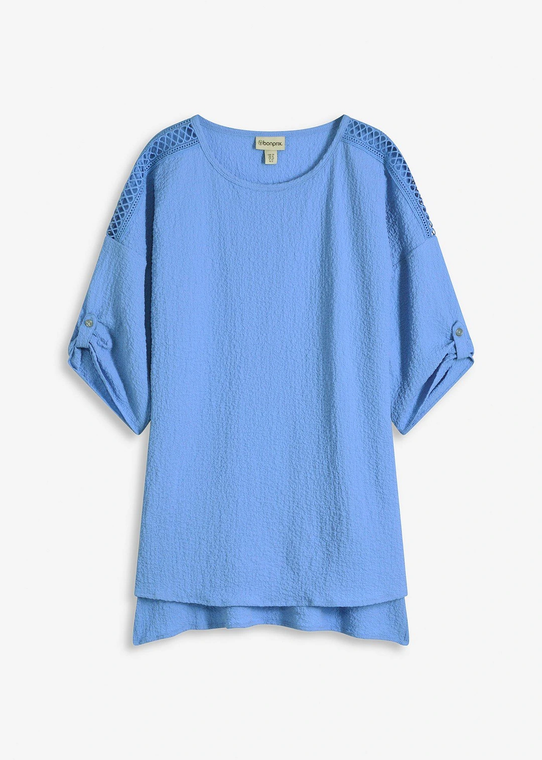 Blouse texturée avec bande de dentelle