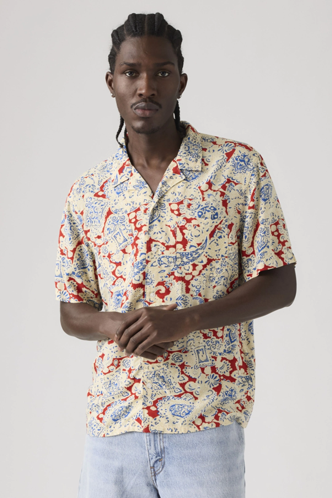 Levi's Chemise Manche Courte Classic Camp - Homme - Bleu / Jay Stripe Allure - S