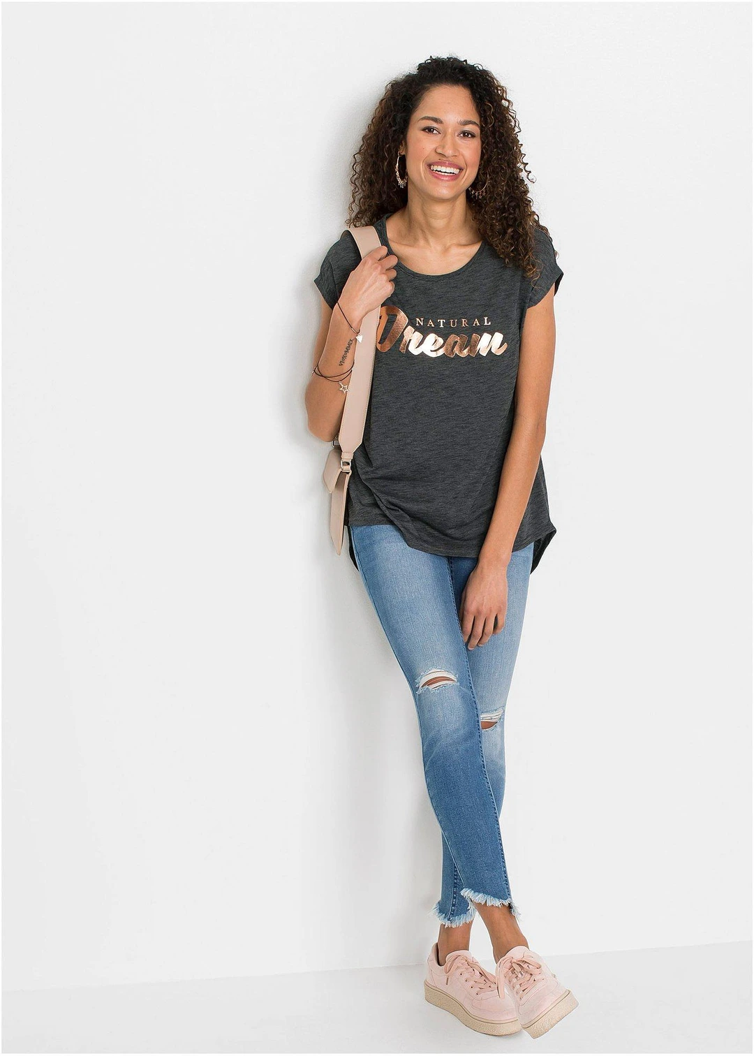 T-shirt long en viscose mélangée