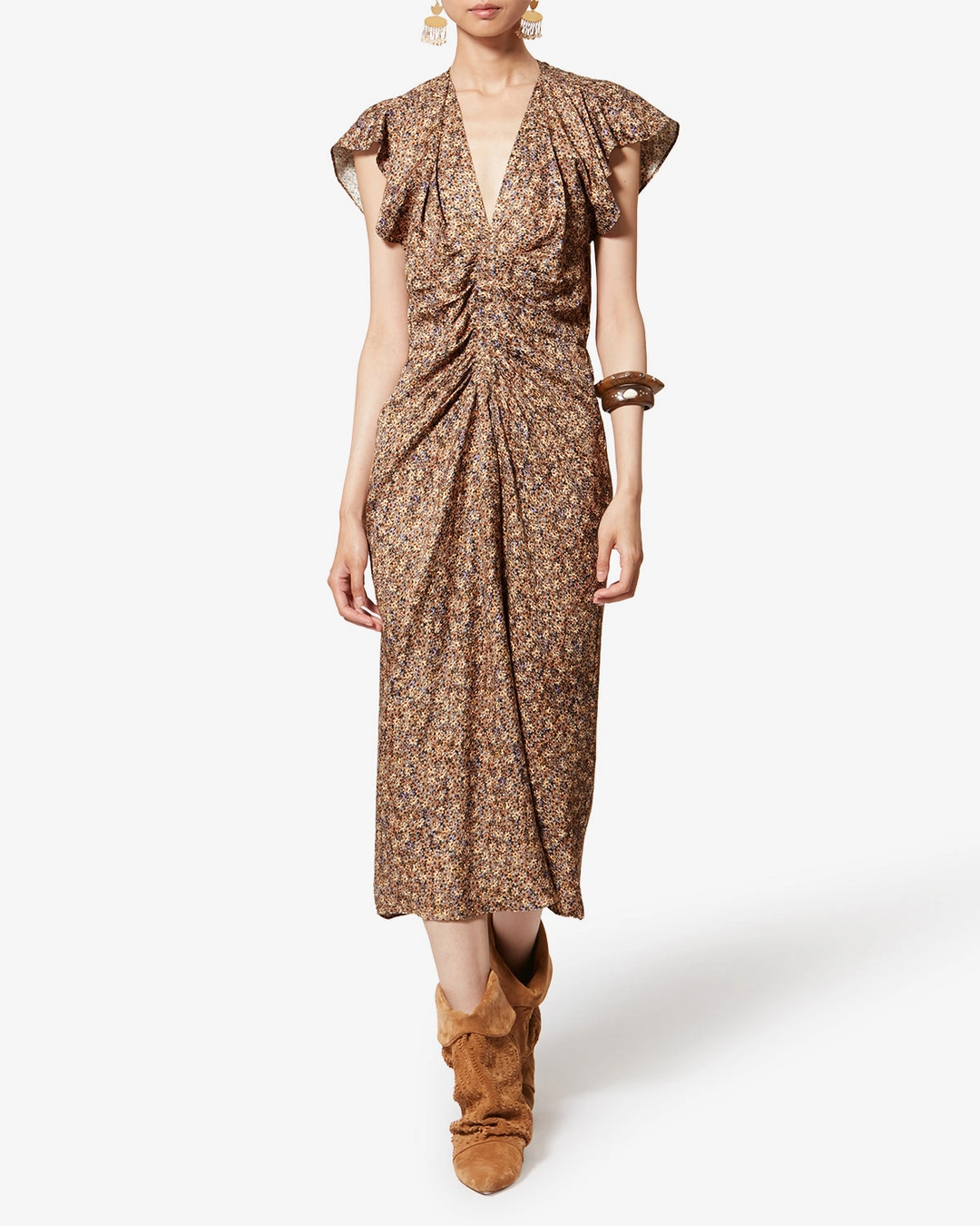 Robe Lyndsay En Soie - Femme - Ocre - Taille 44 - 4