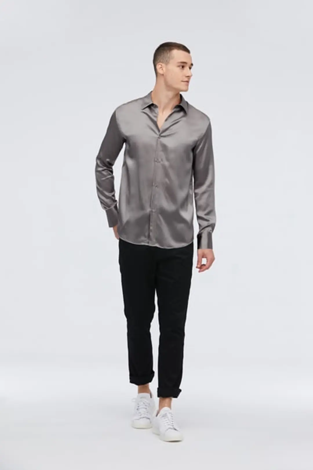 LILYSILK Chemise De Base Pour Homme Lisse Et Confortable Soie De Mûrier Texture Luxueuse Convient À Toutes Les Saisons Blanc Naturel Xxl