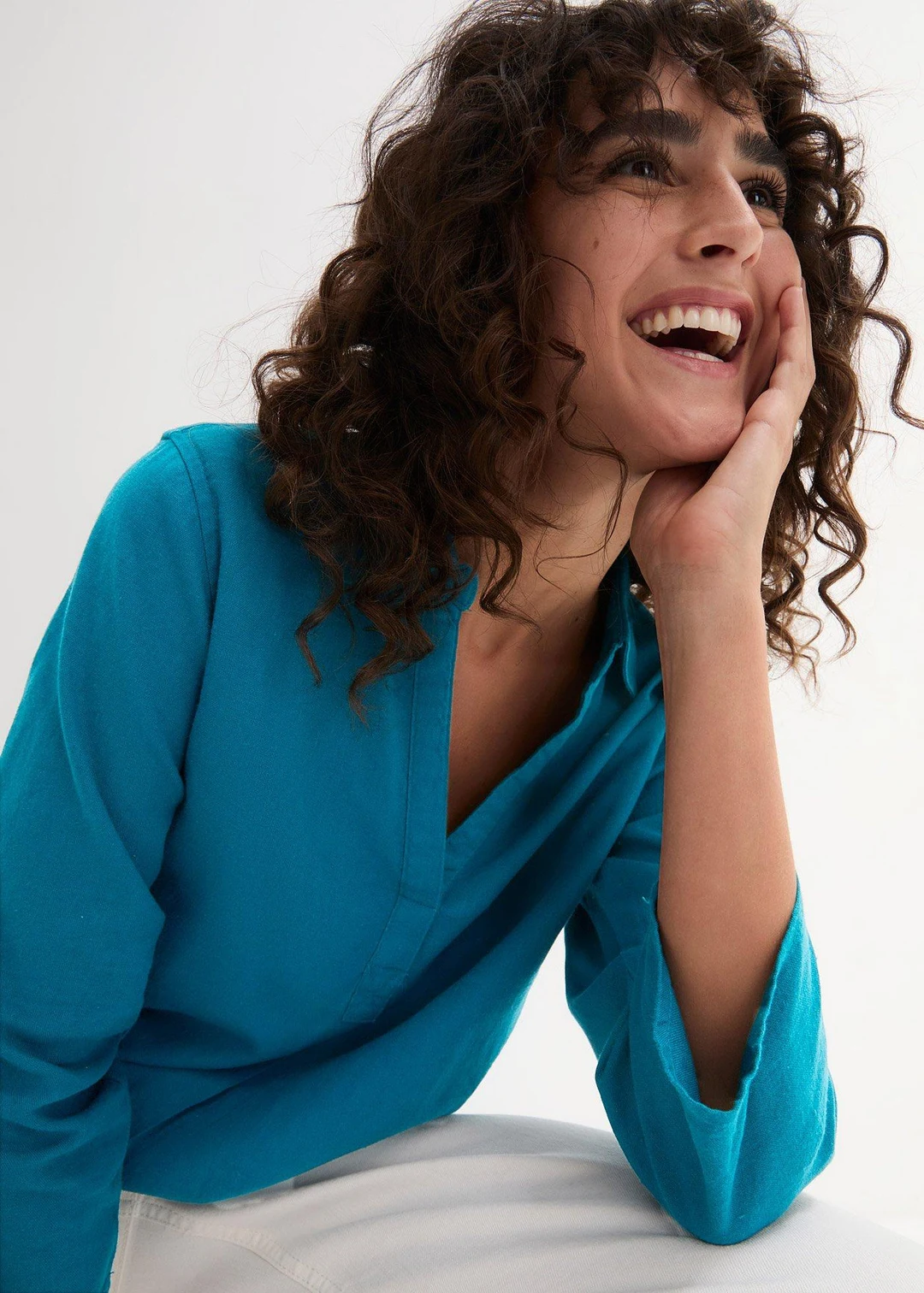 Blouse manches 3/4 en lin mélangé