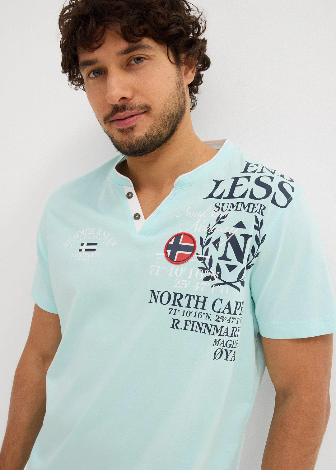 T-shirt col tunisien 100% coton