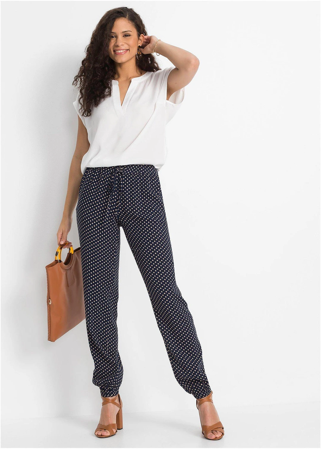 Pantalon 100% viscose, taille élastiquée