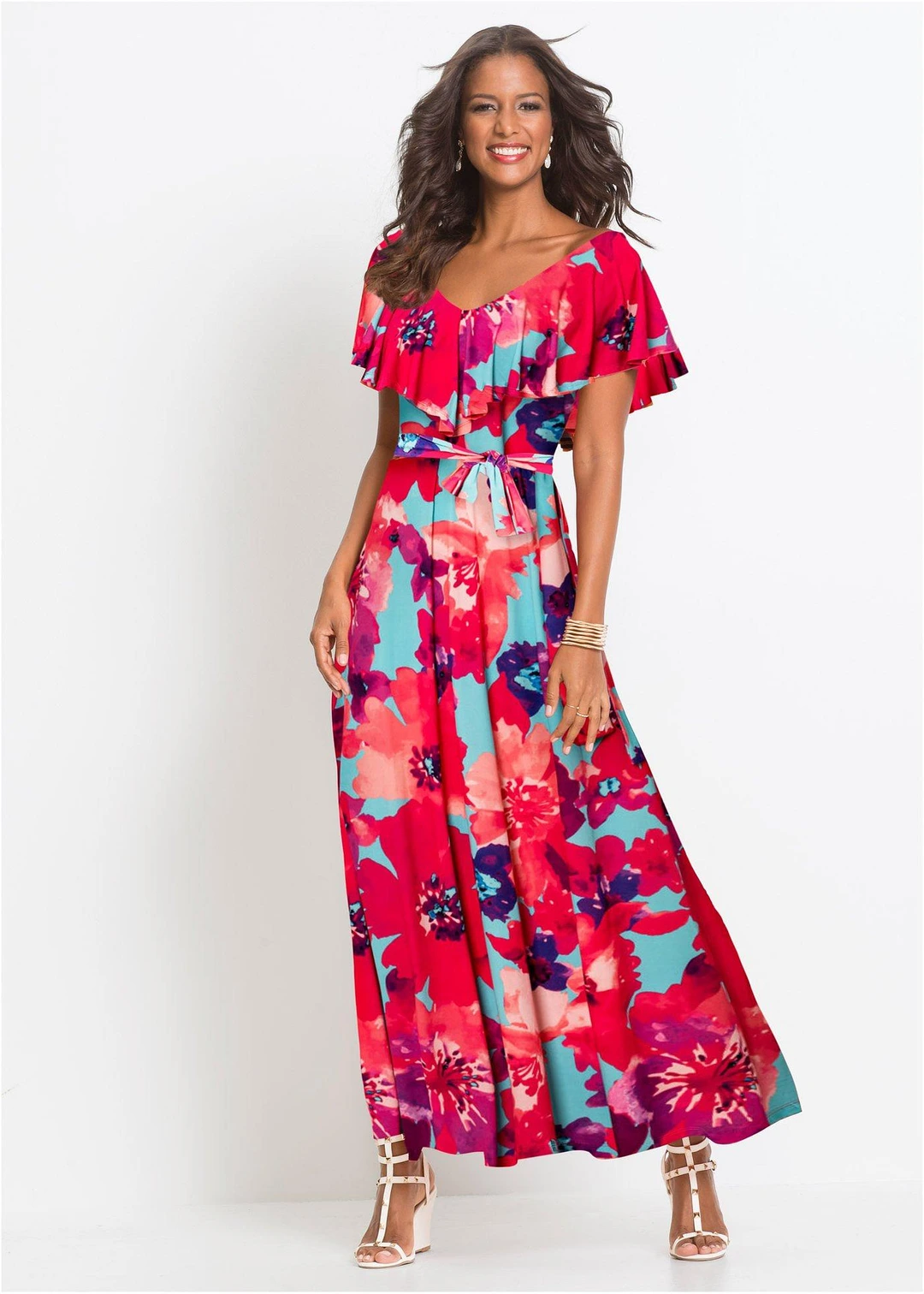 Robe longue à volant et ceinture - 2
