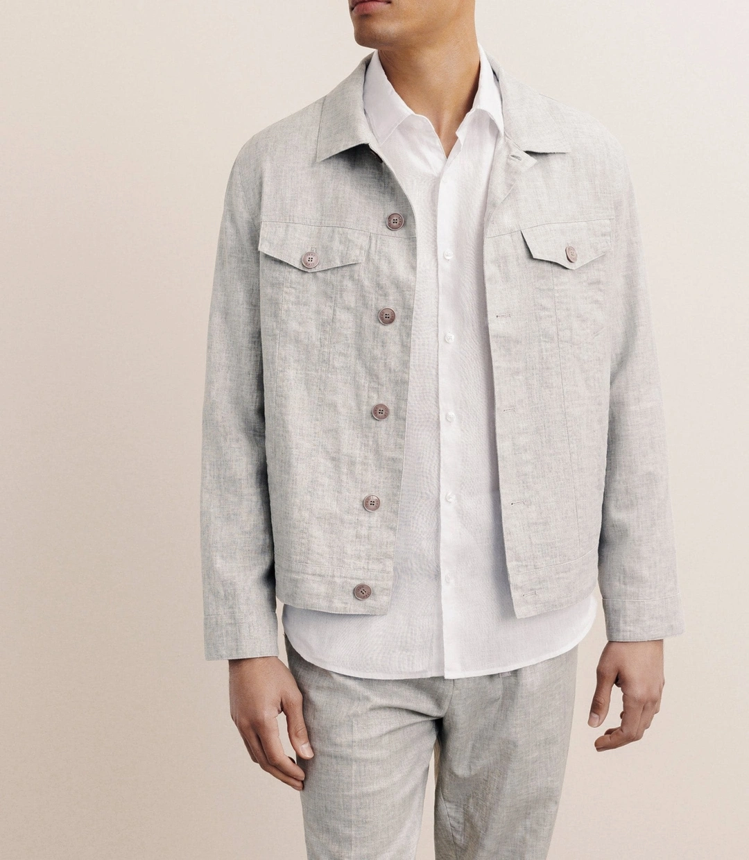 IZAC - Veste 100% lin gris