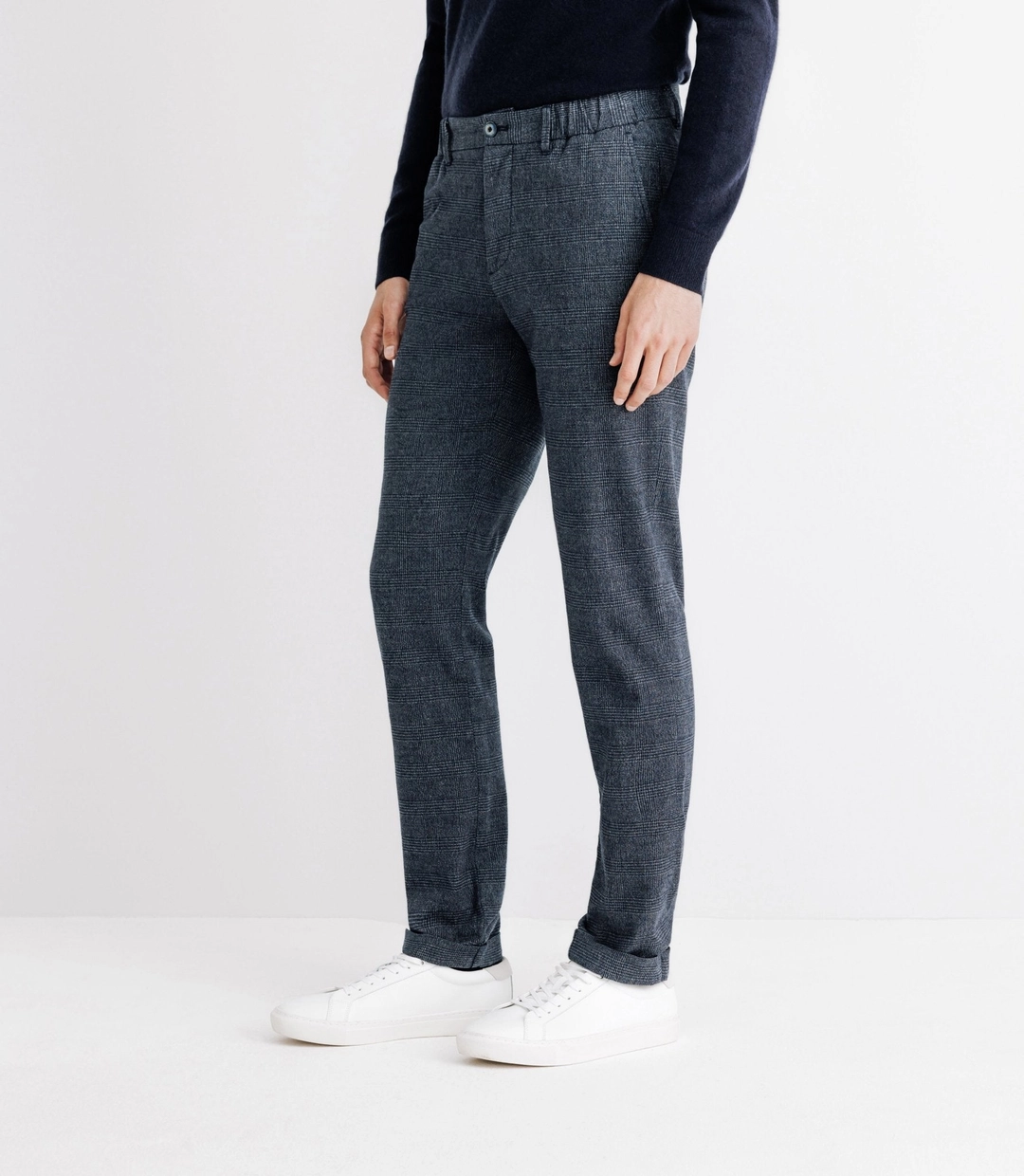 IZAC - Pantalon chino à carreaux marine