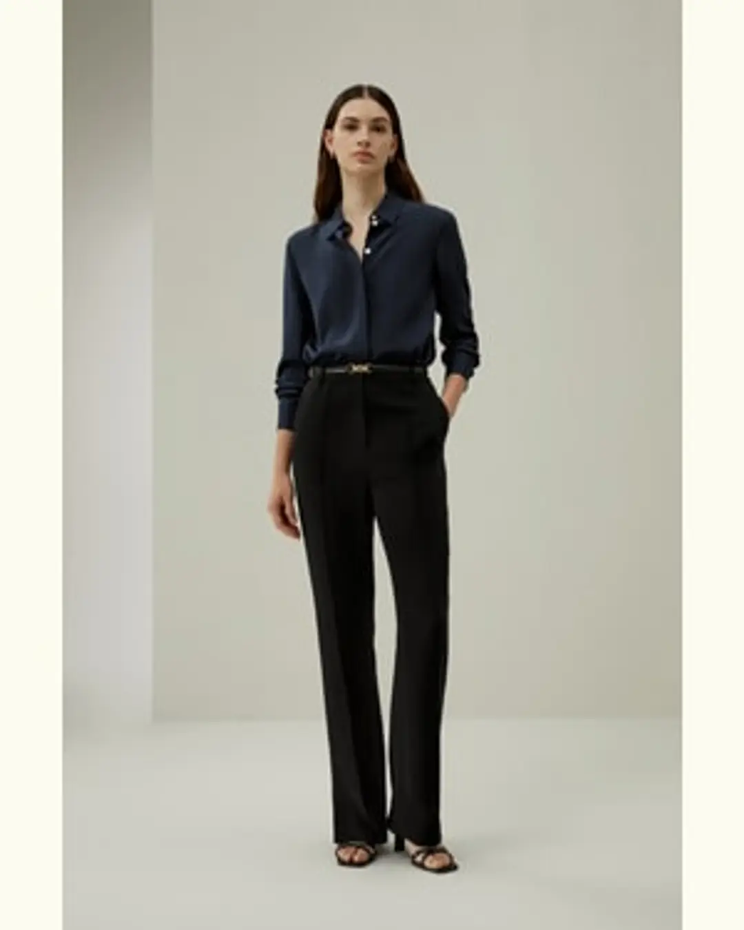 LILYSILK Blouse En Soie Manches Longues Structure À Tissage Serré Soie De Haute Qualité Classique Naturellement Antibactériens Bleu Minuit L