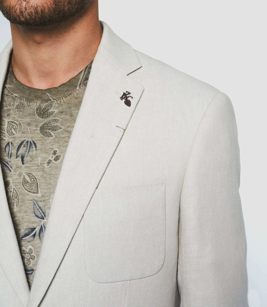 IZAC - Veste casual en coton et lin beige ''Amoa''