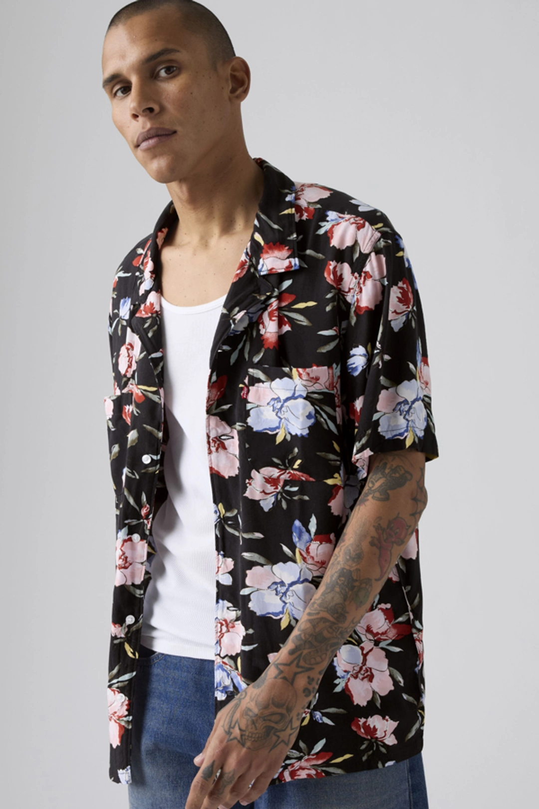 Levi's Chemise Manche Courte Classic Camp - Homme - Bleu / Jay Stripe Allure - S