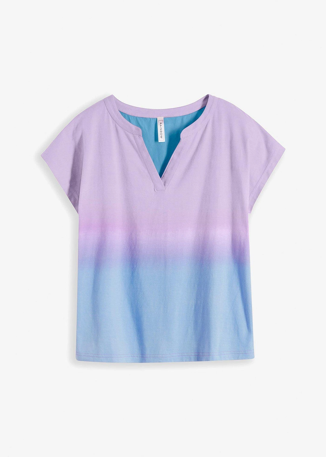 T-shirt col tunisien à effet ombré dye