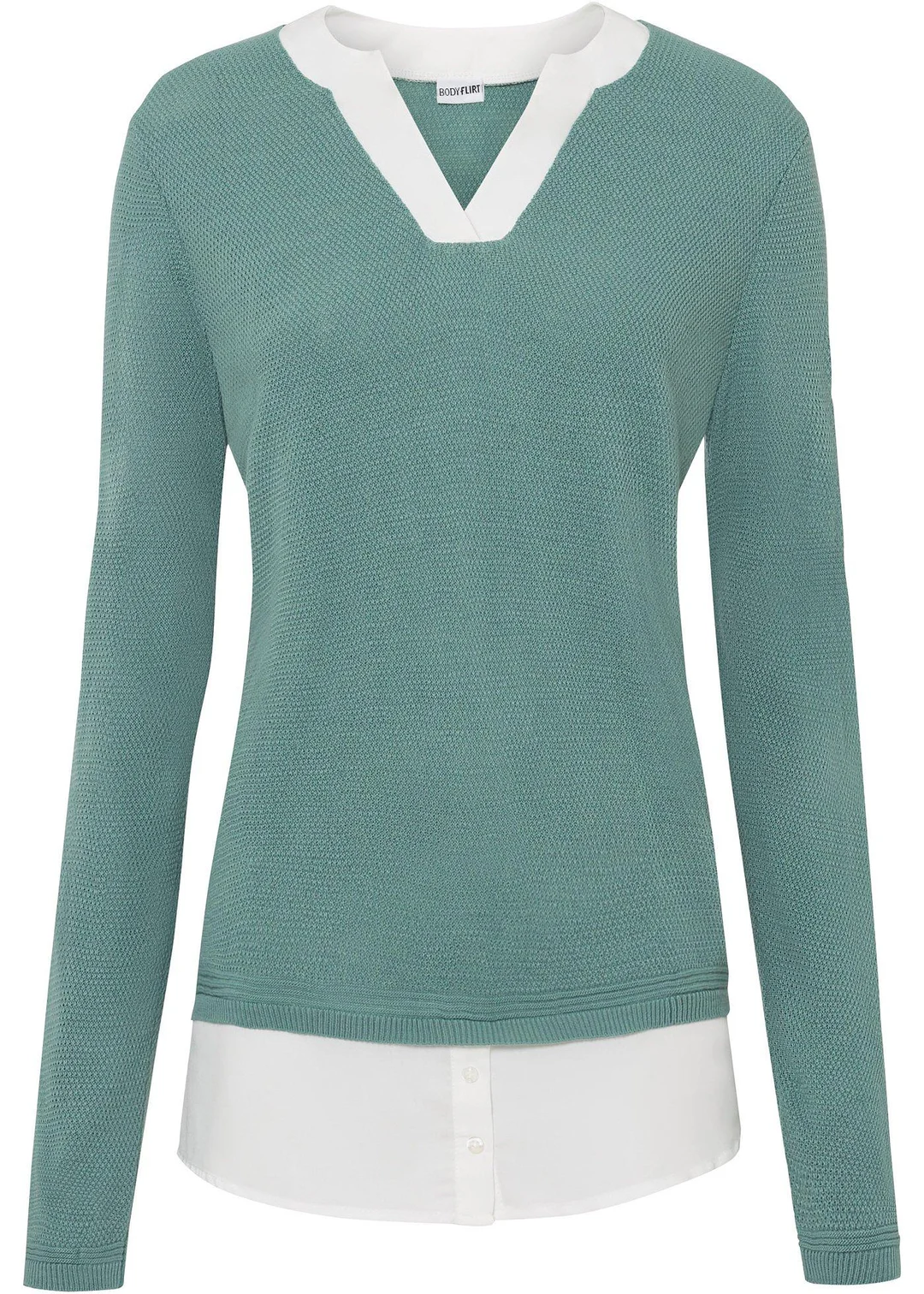 Pull en fine maille avec empiècement chemisier
