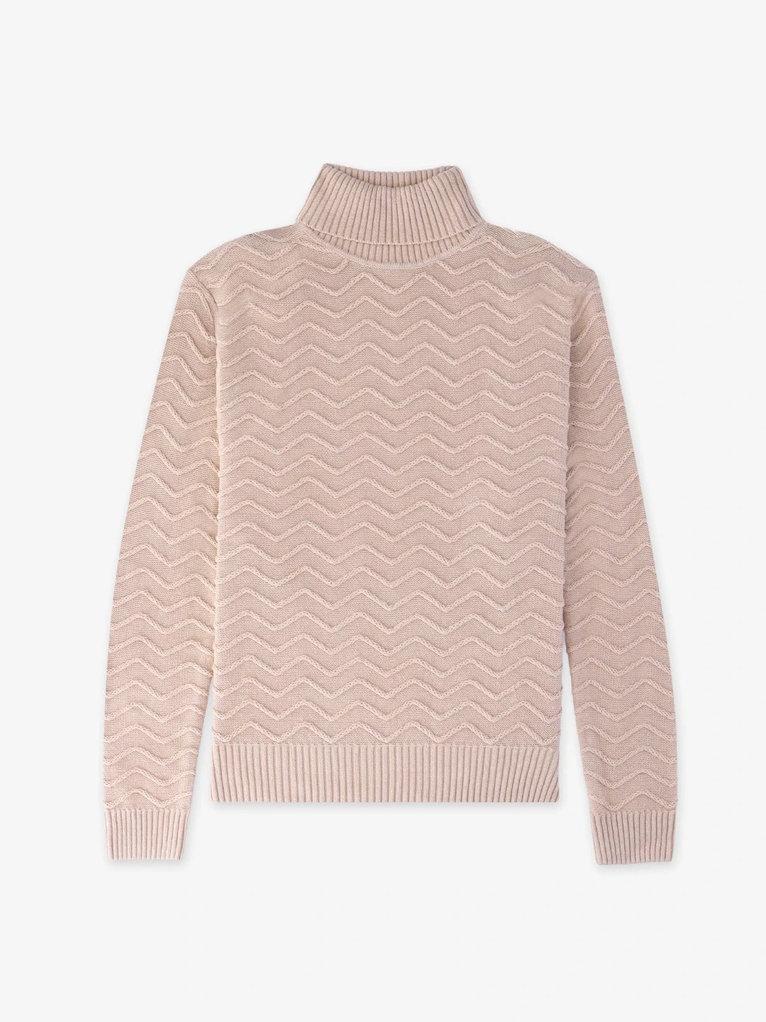 IZAC - Pull col roule torsade beige
