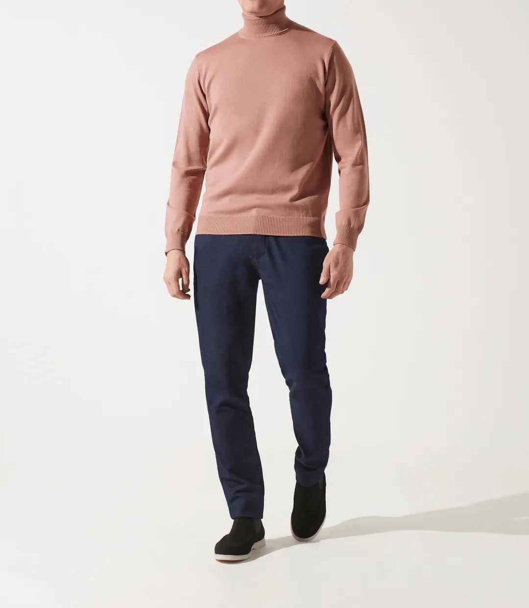 IZAC - Pull col roulé rose 100% mérinos