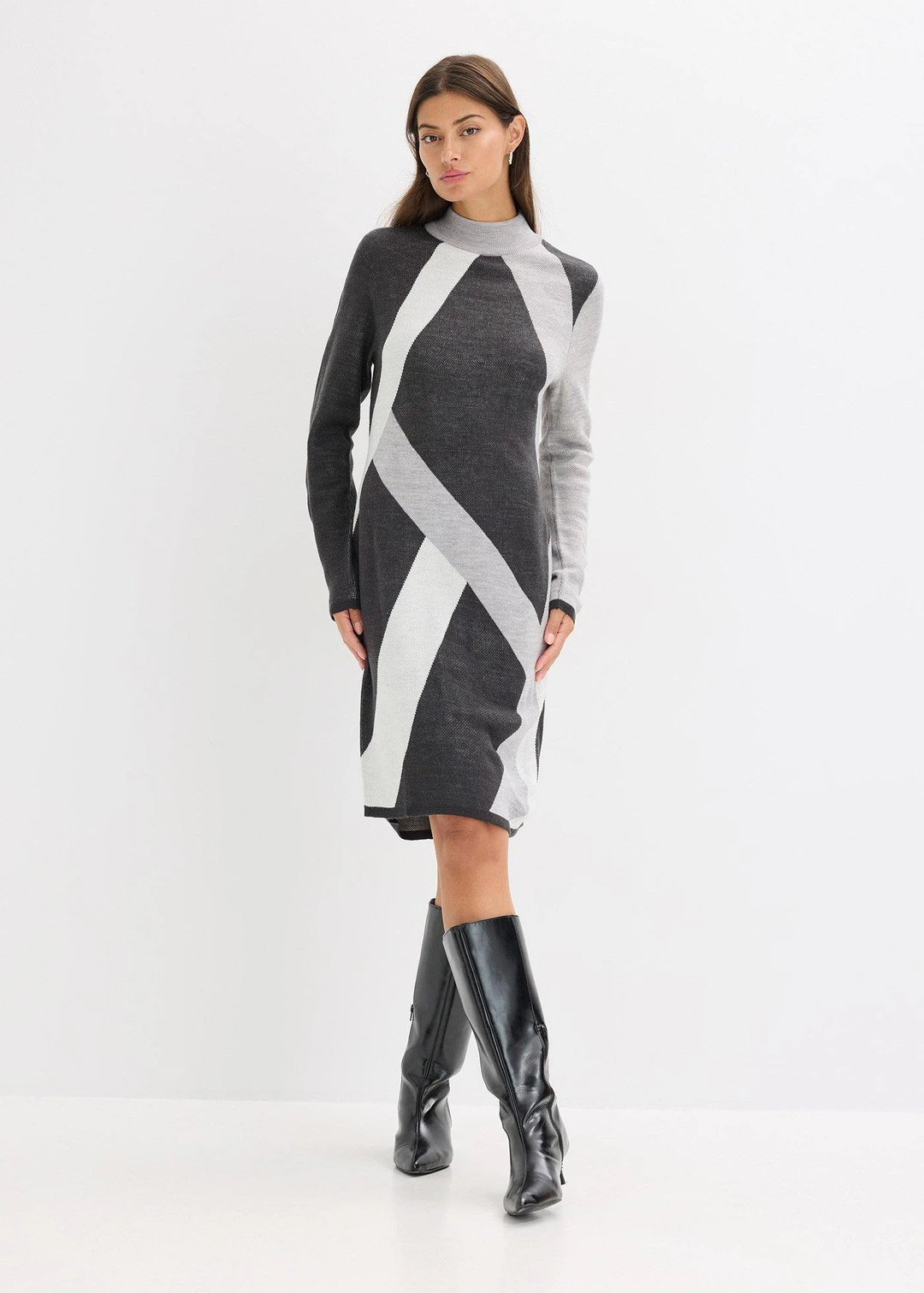 Robe en maille jacquard à rayures modernes - 2