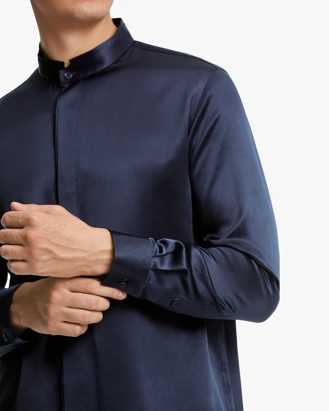LILYSILK Chemisier En Soie Homme France Chemise Homme Classique En Soie À Patte De Boutonnage Dissimulée Noir