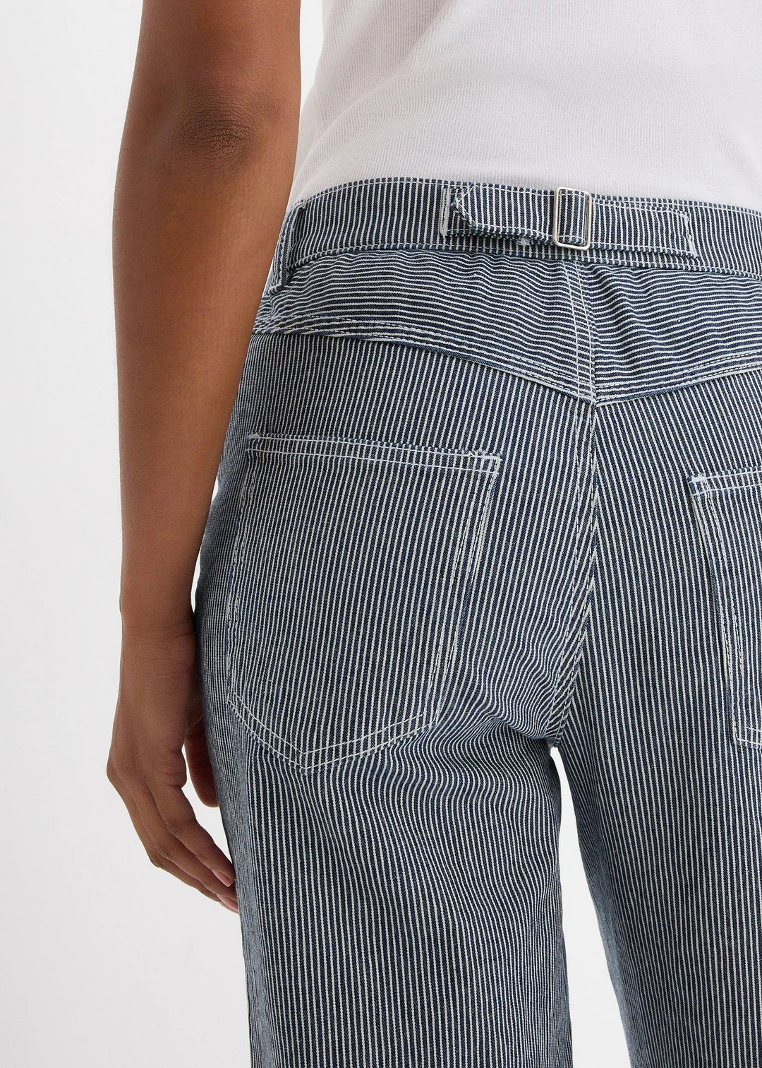 Jean droit loose, taille haute, rayé - 3