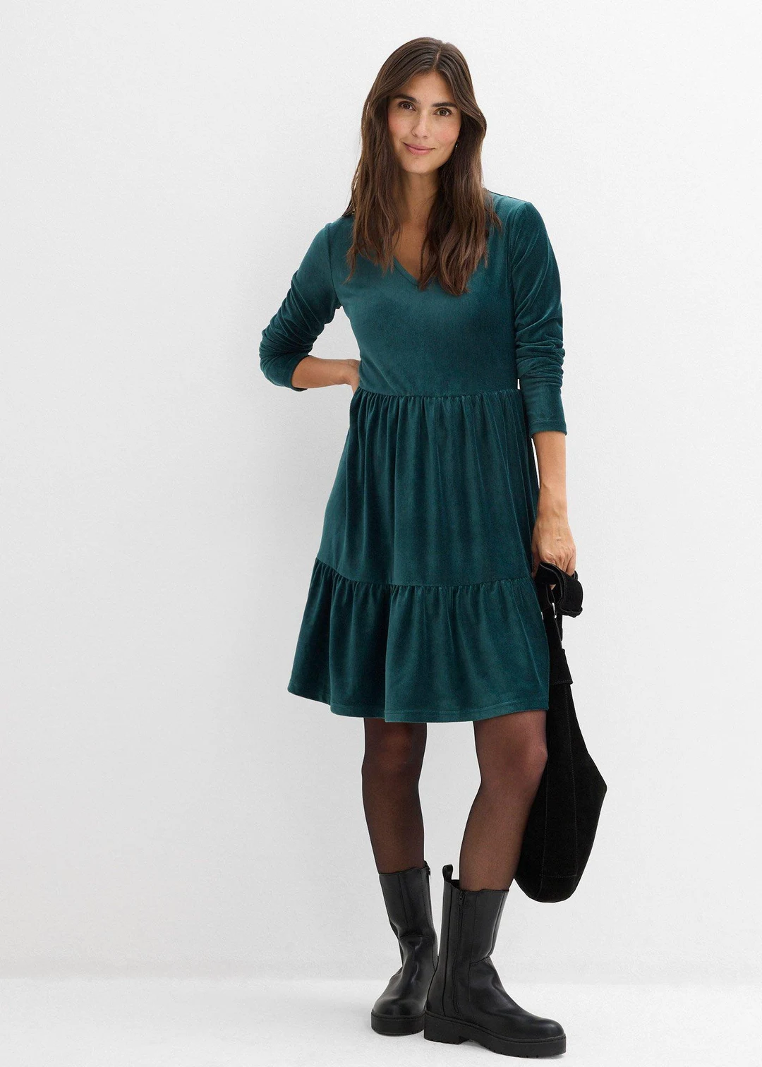 Robe courte en velours extensible - 2