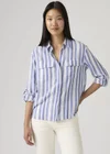 Bleu / Bold Stripe Blue Cotton Linen