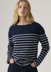 Bleu / Magnolia Stripe Navy Blazer Egret