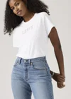 Blanc / Rhinestone Serif Logo Bright White